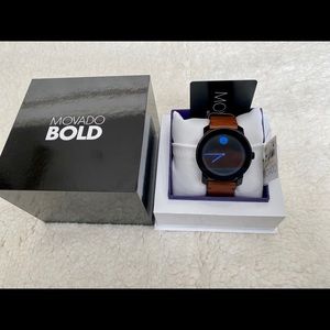 Movado Bold Men's Brown Leather Strap Watch